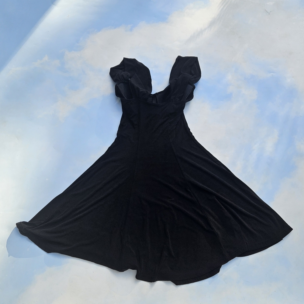 Black Swing Dress Peep Dress 50s Pinup  Swing Dress Rockabilly Retro Dress - Picture 11 of 13